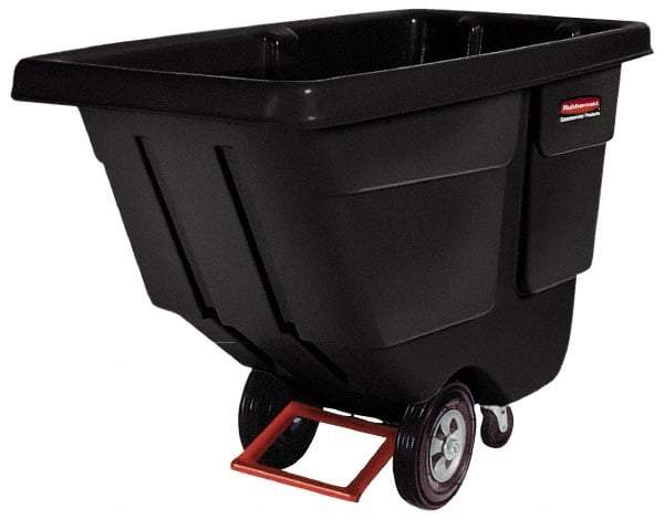 Rubbermaid - 450 Lb Load Capacity, 1/2 Cu Yd, Polyethylene Tilt Truck - 28" Wide x 56-3/4" Long x 38-5/8" High, Black - Americas Industrial Supply