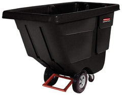 Rubbermaid - 450 Lb Load Capacity, 1/2 Cu Yd, Polyethylene Tilt Truck - 28" Wide x 56-3/4" Long x 38-5/8" High, Black - Americas Industrial Supply
