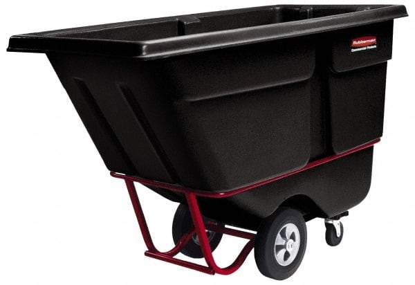 Rubbermaid - 1,250 Lb Load Capacity, 1 Cu Yd, Polyethylene Tilt Truck - 33-1/2" Wide x 72-1/4" Long x 43-3/4" High, Black - Americas Industrial Supply