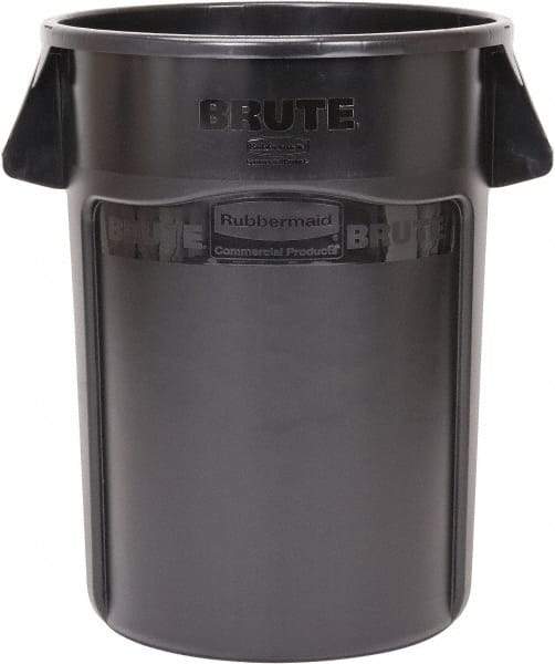 Rubbermaid - 44 Gal Black Round Trash Can - Polyethylene, 31-1/2" High - Americas Industrial Supply