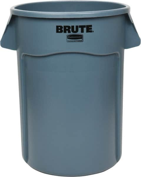 Rubbermaid - 44 Gal Gray Round Trash Can - Polyethylene, 31-1/2" High - Americas Industrial Supply