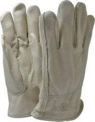 MCR Safety - Size XL (10) Grain Cowhide General Protection Work Gloves - For Work & Driver, Uncoated, Slip-On Cuff, Full Fingered, Cream, Paired - Americas Industrial Supply