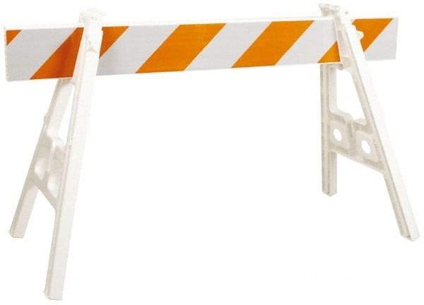 PRO-SAFE - 24 Inch Wide x 40 Inch High, Reflective, Plastic A Frame Barricade without Rail - 7 Lbs., White and Orange - Americas Industrial Supply