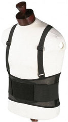 OccuNomix - Size XL, Hook & Loop, Polypropylene Mesh Belt with Adjustable Shoulder Straps - 43 to 48" Waist, 8-1/4" Wide, Lumbar Support, Black - Americas Industrial Supply