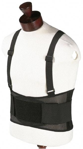 OccuNomix - Size S, Hook & Loop, Polypropylene Mesh Belt with Adjustable Shoulder Straps - 28 to 32" Waist, 8-1/4" Wide, Lumbar Support, Black - Americas Industrial Supply