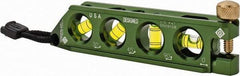 Greenlee - Magnetic 5-1/2" Long 4 Vial Torpedo Level - Aluminum, Green, 1 0°, 1 30°, 1 45° & 1 90° Vials - Americas Industrial Supply