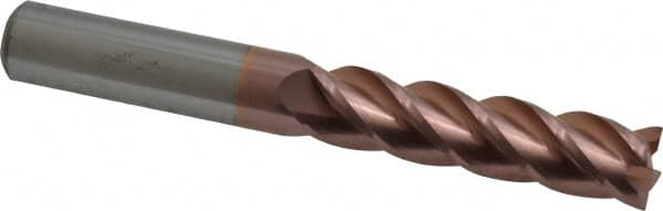 Accupro - 1/2", 4 Flute, Single End, Solid Carbide, 0.015" Corner Radius End Mill - 4" OAL, 40° Helix, Right Hand Flute, 2" LOC, Right Hand Cut - Americas Industrial Supply