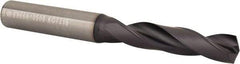 Kennametal - 10.50036mm 140° Spiral Flute Solid Carbide Screw Machine Drill Bit - Multilayer TiAlN Finish, Right Hand Cut, 55mm Flute Length, 102mm OAL, Standard Point, Straight Shank - Americas Industrial Supply