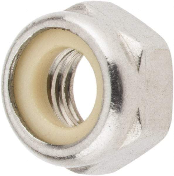 Value Collection - M5x0.80 Metric Coarse 18-8 & Austenitic Grade A2 Hex Lock Nut with Nylon Insert - 5mm High, Uncoated - Americas Industrial Supply