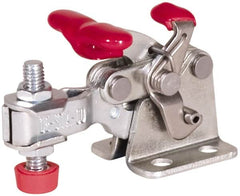 De-Sta-Co - 150 Lb Holding Capacity, Horizontal Handle, Manual Hold Down Toggle Clamp - 170° Handle Movement, 90° Bar Opening, U-Bar, Flanged Base, Electro-Plated Zinc, Carbon Steel - Americas Industrial Supply