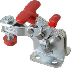 De-Sta-Co - 350 Lb Holding Capacity, Horizontal Handle, Manual Hold Down Toggle Clamp - 173° Handle Movement, 92° Bar Opening, U-Bar, Flanged Base, Electro-Plated Zinc, Carbon Steel - Americas Industrial Supply