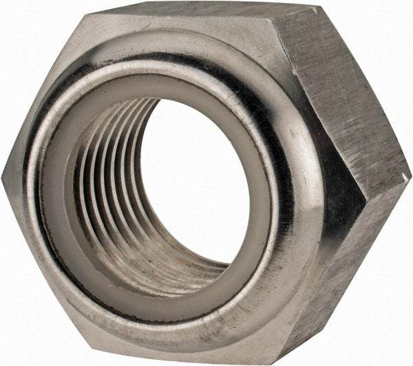 Value Collection - M33x3.50 Metric Coarse 18-8 & Austenitic Grade A2 Hex Lock Nut with Nylon Insert - 33mm High, Uncoated - Americas Industrial Supply