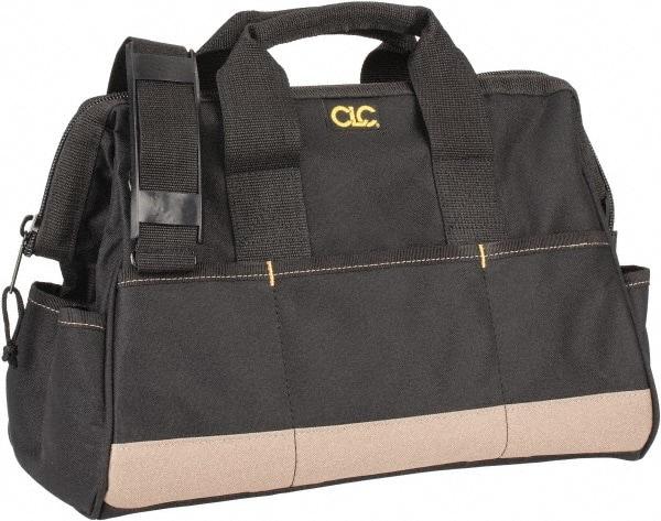 CLC - 22 Pocket Black & Khaki Polyester Tool Bag - 16" Wide x 8-1/2" Deep x 10" High - Americas Industrial Supply