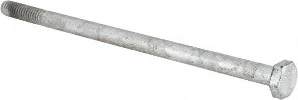 Value Collection - 1/4-20 UNC, 5" Length Under Head Hex Head Cap Screw - Partially Threaded, Grade 5 Steel, Hot Dipped Galvanized Finish, 7/16" Hex - Americas Industrial Supply