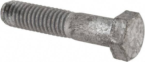 Value Collection - 3/8-16 UNC, 1-3/4" Length Under Head Hex Head Cap Screw - Partially Threaded, Grade 5 Steel, Hot Dipped Galvanized Finish, 9/16" Hex - Americas Industrial Supply