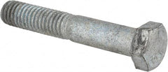Value Collection - 3/8-16 UNC, 2-1/4" Length Under Head Hex Head Cap Screw - Partially Threaded, Grade 5 Steel, Hot Dipped Galvanized Finish, 9/16" Hex - Americas Industrial Supply