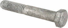 Value Collection - 3/8-16 UNC, 2-1/2" Length Under Head Hex Head Cap Screw - Partially Threaded, Grade 5 Steel, Hot Dipped Galvanized Finish, 9/16" Hex - Americas Industrial Supply