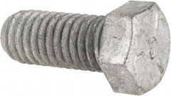 Value Collection - 7/16-14 UNC, 1" Length Under Head Hex Head Cap Screw - Fully Threaded, Grade 5 Steel, Hot Dipped Galvanized Finish, 5/8" Hex - Americas Industrial Supply