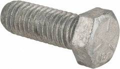 Value Collection - 7/16-14 UNC, 1-1/4" Length Under Head Hex Head Cap Screw - Fully Threaded, Grade 5 Steel, Hot Dipped Galvanized Finish, 5/8" Hex - Americas Industrial Supply
