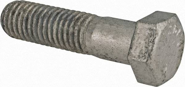 Value Collection - 1/2-13 UNC, 2" Length Under Head Hex Head Cap Screw - Partially Threaded, Grade 5 Steel, Hot Dipped Galvanized Finish, 3/4" Hex - Americas Industrial Supply