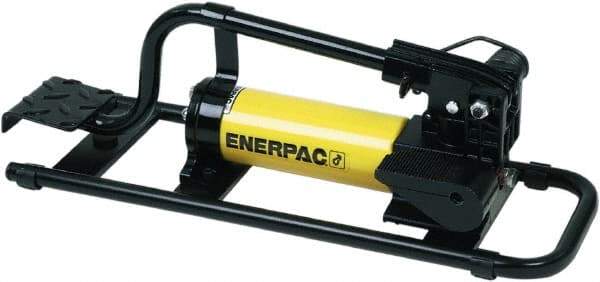 Enerpac - 2 Stage, 1" Piston Diam, 3/8 NPTF, 0.687 & 0.151 Cu In Per Stroke, Manual Hydraulic Pump - 38 Cu In Reservoir, 1" Piston Stroke, 200 psi First Stage, 10,000 psi Second Stage - Americas Industrial Supply