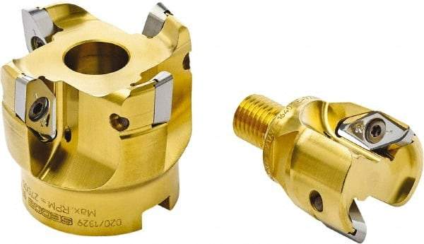 Seco - 50mm Cut Diam, 10mm Max Depth, 22mm Arbor Hole, 3 Inserts, VPGX 2206 Insert Style, Indexable Copy Face Mill - 30,000 Max RPM, 57mm High, Through Coolant - Americas Industrial Supply