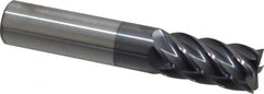Accupro - 5/8", 1-1/4" LOC, 5/8" Shank Diam, 3-1/2" OAL, 6 Flute, Solid Carbide Square End Mill - Single End, AlTiN Finish, Spiral Flute, 40° Helix, Centercutting, Right Hand Cut, Right Hand Flute - Americas Industrial Supply