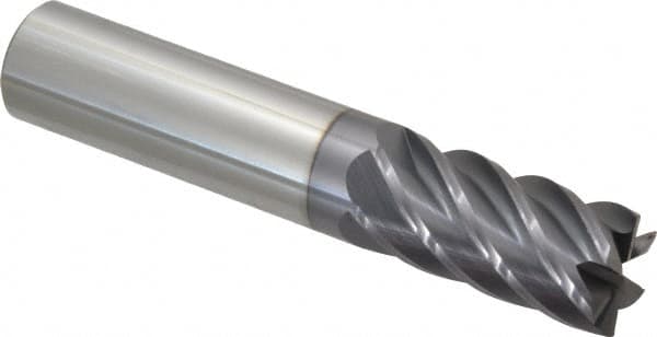 Accupro - 3/4", 1-1/2" LOC, 3/4" Shank Diam, 4" OAL, 6 Flute, Solid Carbide Square End Mill - Single End, AlTiN Finish, Spiral Flute, 40° Helix, Centercutting, Right Hand Cut, Right Hand Flute - Americas Industrial Supply