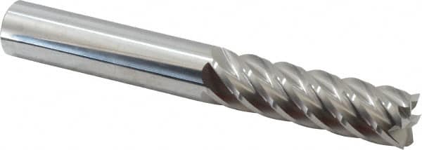 Accupro - 5/8", 2-1/8" LOC, 5/8" Shank Diam, 4-5/8" OAL, 6 Flute, Solid Carbide Square End Mill - Single End, Uncoated, Spiral Flute, 40° Helix, Centercutting, Right Hand Cut, Right Hand Flute - Americas Industrial Supply