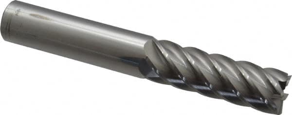 Accupro - 3/4", 2-1/4" LOC, 3/4" Shank Diam, 5" OAL, 6 Flute, Solid Carbide Square End Mill - Single End, Uncoated, Spiral Flute, 40° Helix, Centercutting, Right Hand Cut, Right Hand Flute - Americas Industrial Supply