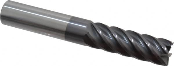 Accupro - 3/4", 2-1/4" LOC, 3/4" Shank Diam, 5" OAL, 6 Flute, Solid Carbide Square End Mill - Single End, AlTiN Finish, Spiral Flute, 40° Helix, Centercutting, Right Hand Cut, Right Hand Flute - Americas Industrial Supply