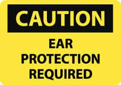 NMC - "Caution - Ear Protection Required", 10" Long x 14" Wide, Aluminum Safety Sign - Rectangle, 0.04" Thick, Use for Accident Prevention - Americas Industrial Supply