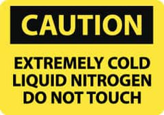 NMC - "Caution - Extremely Cold Liquid Nitrogen - Do Not Touch", 10" Long x 14" Wide, Pressure-Sensitive Vinyl Safety Sign - Rectangle, 0.004" Thick, Use for Hazardous Materials - Americas Industrial Supply