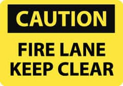 NMC - "Caution - Fire Lane - Keep Clear", 10" Long x 14" Wide, Aluminum Safety Sign - Rectangle, 0.04" Thick, Use for Accident Prevention - Americas Industrial Supply