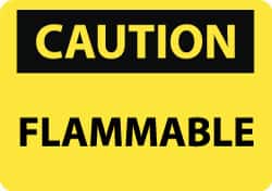 NMC - "Caution - Flammable", 10" Long x 14" Wide, Aluminum Safety Sign - Rectangle, 0.04" Thick, Use for Hazardous Materials - Americas Industrial Supply