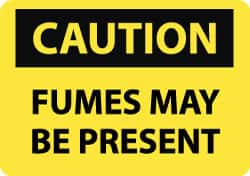 NMC - "Caution - Fumes May Be Present", 10" Long x 14" Wide, Rigid Plastic Safety Sign - Rectangle, 0.05" Thick, Use for Hazardous Materials - Americas Industrial Supply