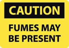 NMC - "Caution - Fumes May Be Present", 10" Long x 14" Wide, Rigid Plastic Safety Sign - Rectangle, 0.05" Thick, Use for Hazardous Materials - Americas Industrial Supply