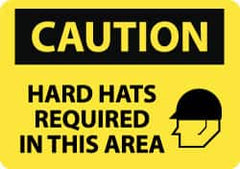 NMC - "Caution - Hard Hats Required in This Area", 10" Long x 14" Wide, Aluminum Safety Sign - Rectangle, 0.04" Thick, Use for Accident Prevention - Americas Industrial Supply