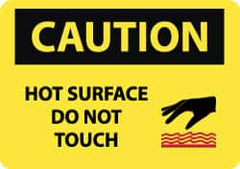 NMC - "Caution - Hot Surface - Do Not Touch", 10" Long x 14" Wide, Pressure-Sensitive Vinyl Safety Sign - Rectangle, 0.004" Thick, Use for Hazardous Materials - Americas Industrial Supply