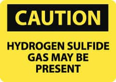 NMC - "Caution - Hydrogen Sulfide Gas May Be Present", 10" Long x 14" Wide, Pressure-Sensitive Vinyl Safety Sign - Rectangle, 0.004" Thick, Use for Hazardous Materials - Americas Industrial Supply