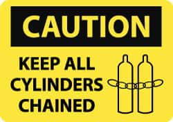NMC - "Caution - Keep All Cylinders Chained", 10" Long x 14" Wide, Aluminum Safety Sign - Rectangle, 0.04" Thick, Use for Accident Prevention - Americas Industrial Supply