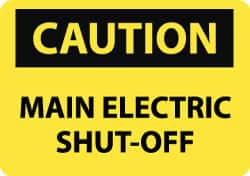 NMC - "Caution - Main Electric Shut-Off", 10" Long x 14" Wide, Rigid Plastic Safety Sign - Rectangle, 0.05" Thick, Use for Accident Prevention - Americas Industrial Supply