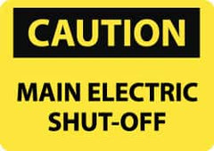 NMC - "Caution - Main Electric Shut-Off", 10" Long x 14" Wide, Aluminum Safety Sign - Rectangle, 0.04" Thick, Use for Accident Prevention - Americas Industrial Supply