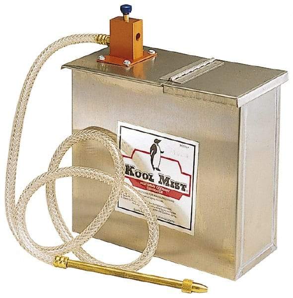 Kool Mist - 1 Outlet, 3 Gal Tank Capacity, Stainless Steel Tank Mist Coolant System - 4' Coolant Line Length, 6" Hose Length, 5/16" Nozzle Diam - Americas Industrial Supply