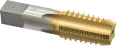 Hertel - 1/2-14 NPT, 5 Flutes, TiN Coated, High Speed Steel, Interrupted Thread Pipe Tap - Regular Hook - Americas Industrial Supply