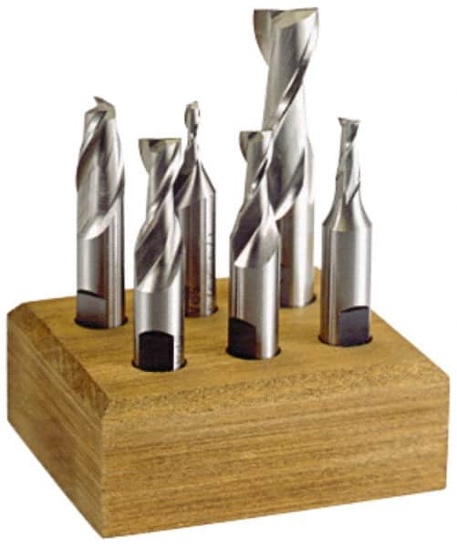 Hertel - 1/8 to 1/2", 2 Flute End Mill Set - Uncoated, Cobalt, 3/8, 1/2" Shank Diam, Centercutting - Americas Industrial Supply