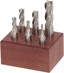 Hertel - 1/8 to 1/2", 4 Flute End Mill Set - Uncoated, Cobalt, 3/8, 1/2" Shank Diam, Centercutting - Americas Industrial Supply