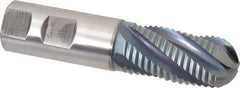 Hertel - 1" Diam, Coarse Pitch, 2" LOC, 5 Flute Cobalt Roughing Ball End Mill - TiCN Finish, 4-1/2" OAL, 1" Shank Diam, Single End, Centercutting, 30° Helix - Americas Industrial Supply