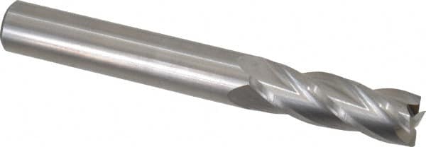 Hertel - 3/8", 1-1/8" LOC, 3/8" Shank Diam, 3" OAL, 4 Flute, Solid Carbide Square End Mill - Single End, Uncoated, Spiral Flute, 30° Helix, Centercutting, Right Hand Cut, Right Hand Flute - Americas Industrial Supply