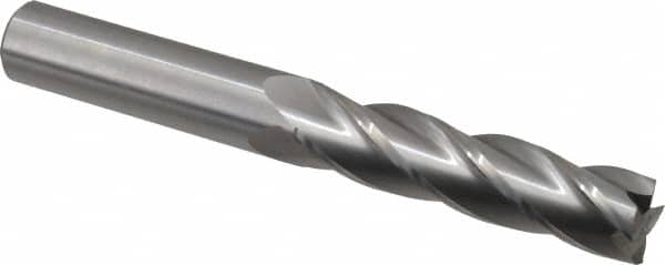 Hertel - 3/4", 3" LOC, 3/4" Shank Diam, 6" OAL, 4 Flute, Solid Carbide Square End Mill - Single End, Uncoated, Spiral Flute, 30° Helix, Centercutting, Right Hand Cut, Right Hand Flute - Americas Industrial Supply